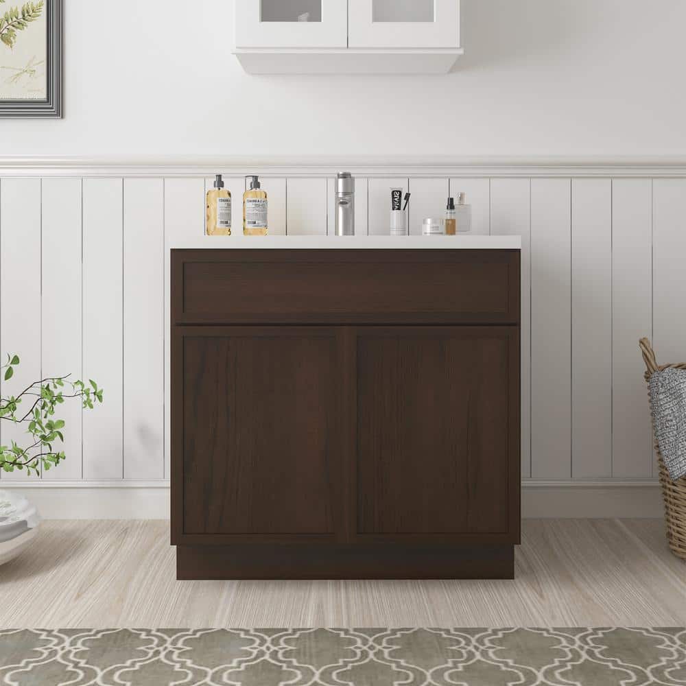 36" Brown Birch Plywood Freestanding Single Base Cabinet