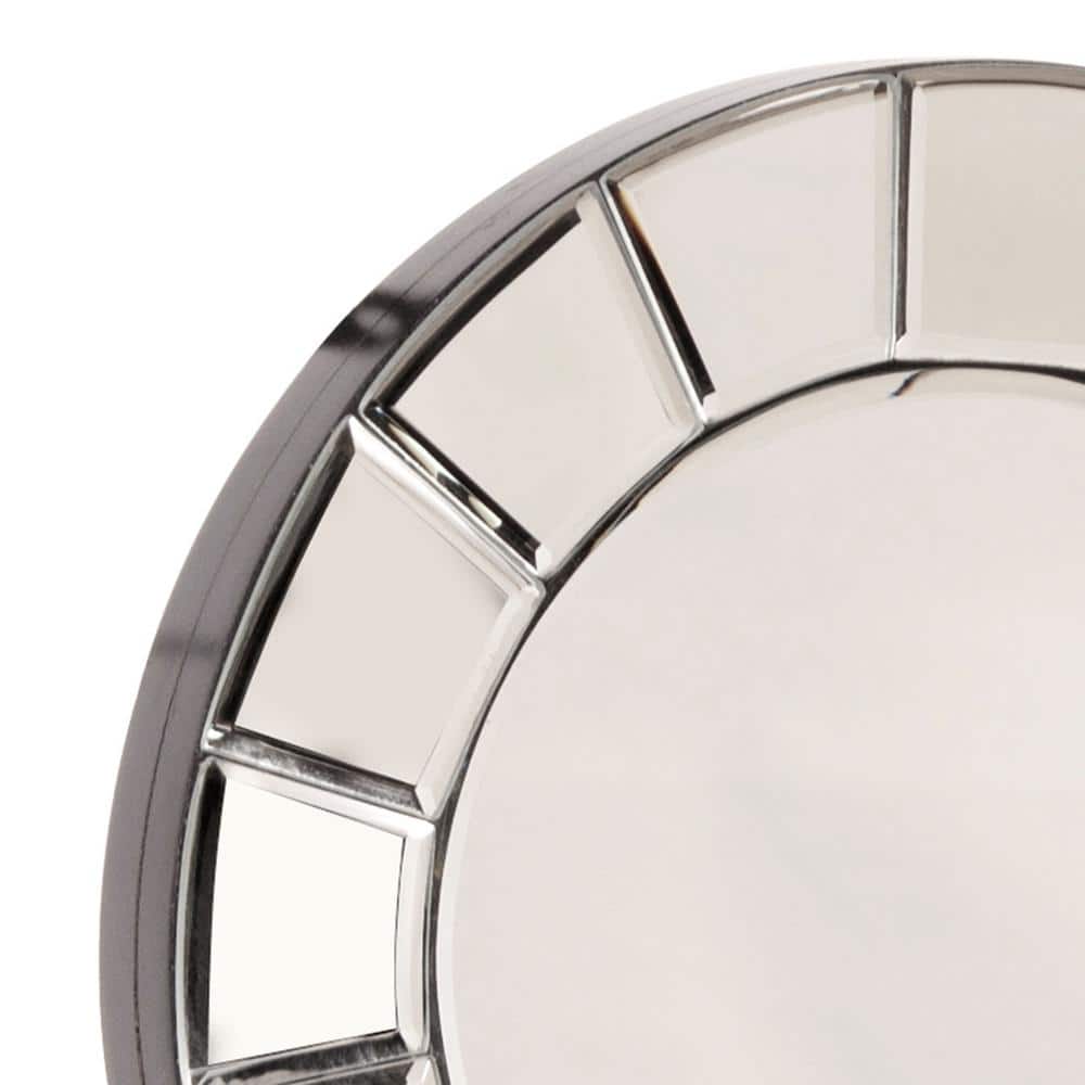 Floral Silhouette 12" Round Frameless Glass Wall Mirror Set