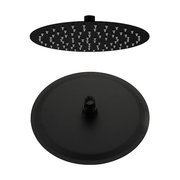 Mondawe 1-Spray Patterns 10 in. Wall Mount Round Rain Fixed Shower Head in Matte Black