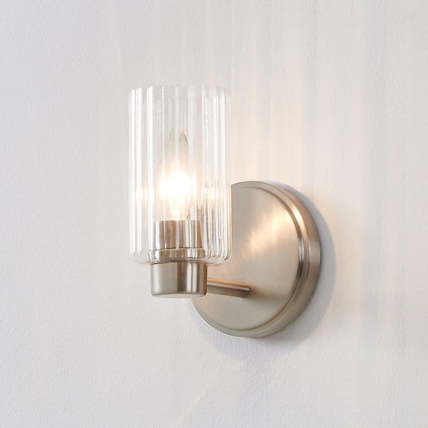 Bedminster 5-in. 1-light Brushed Nickel Vanity Light with Clear Ribbed Glass Shade