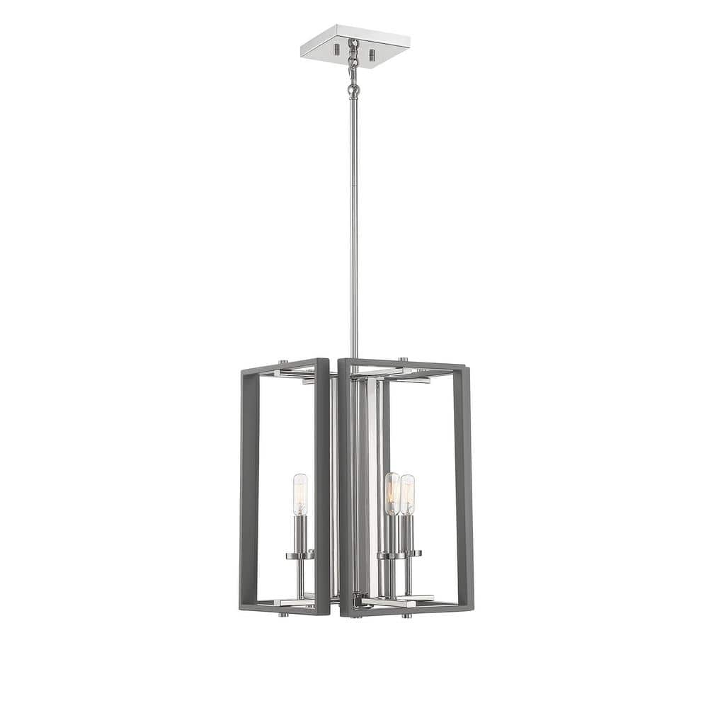 Champlin 4-Light Gray and Polished Nickel Pendant