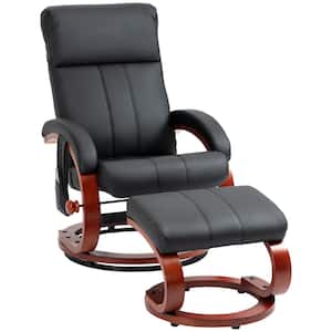 Black PU Leather 10 Vibration Points and 5 Massage Mode Electric Reclining Massage Chair with Ottoman
