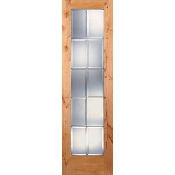 Feather River Doors 24 in. x 80 in. 10 Lite Unfinished Knotty Alder Clear Bevel Zinc Woodgrain Interior Door Slab