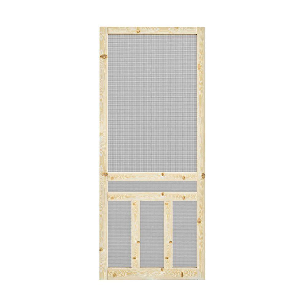 32 in. x 80 in. Universal Unfinished Pine Wood Vertical Slat Screen Door-Classic 3-Bar Style Gauze Mesh Hinged Door price history on PriceWatchPro