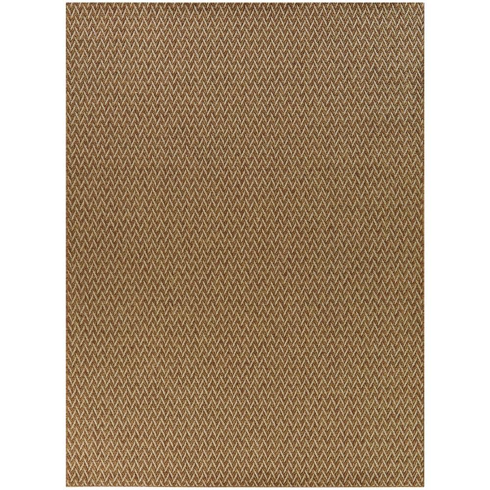 Hampton Bay Taupe 5 ft. x 7 ft. Solid Indoor/Outdoor Patio Area Rug ...