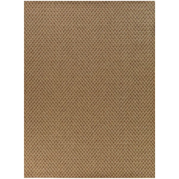Taupe 9 ft. x 12 ft. Solid Indoor/Outdoor Patio Area Rug