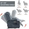 Infographic showing the adjustable reclining angles of the chair.