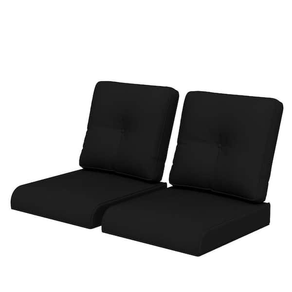 22 in. x 24 in. 2-Piece Outdoor Lounge Chair Replacement Cushion Set in Black