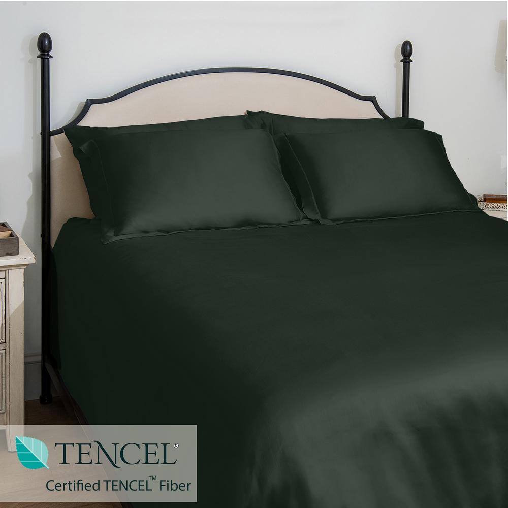 Forest Green Queen Reversible Tencel Lyocell Duvet Set