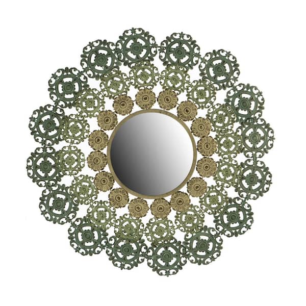 Whatseaso 37.80 in. W x 37.80 in. H Round Framed Wall Bathroom Vanity Mirror in Silver
