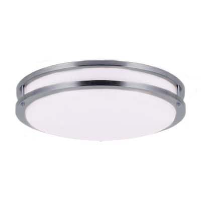12 in. Brushed Nickel Round Double Ring LED Flush Mount Dimmable Adjustable CCT Ceiling Light ENERGY STAR