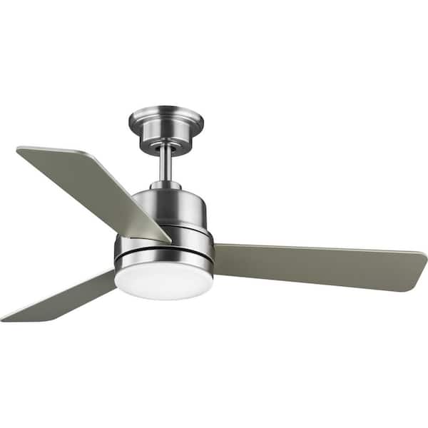 Progress Lighting Trevina II 44 in. Indoor Integrated LED Brushed Nickel Modern Ceiling Fan with Remote for Living Room and Bedroom