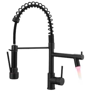 Single-Handle Pull-Down Sprayer Kitchen Faucet Single Hole with LED Light in Oil Rubbed Bronze