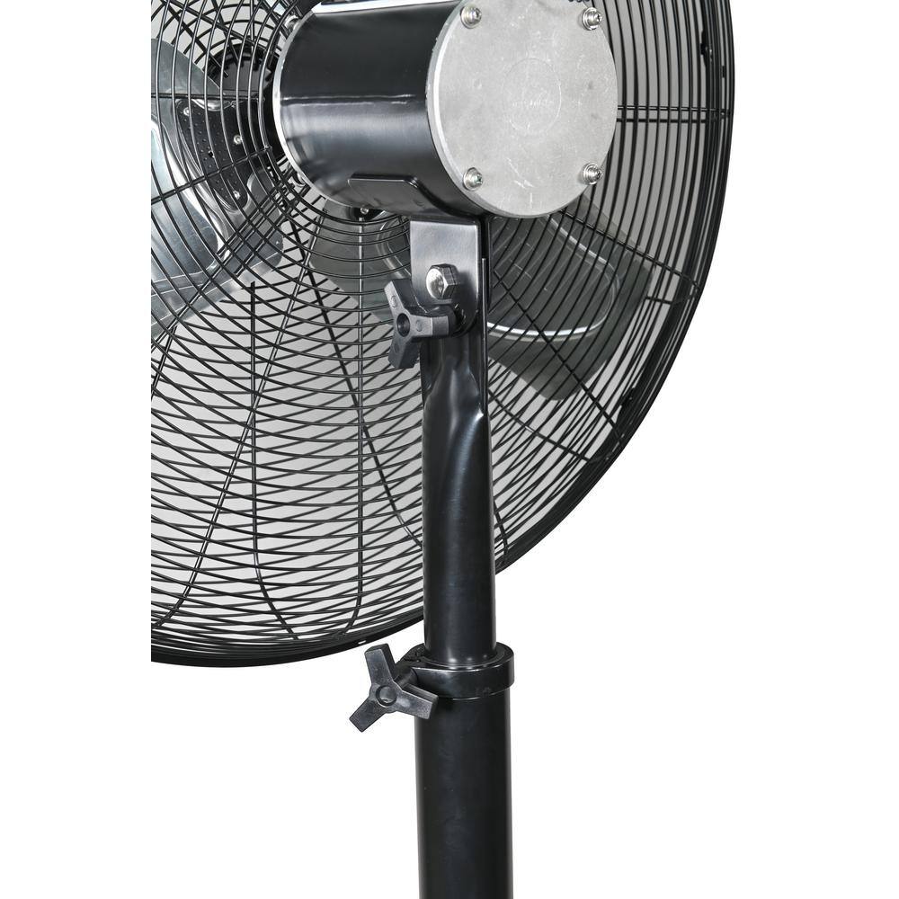 24" Black Adjustable Height Waterproof Pedestal Fan