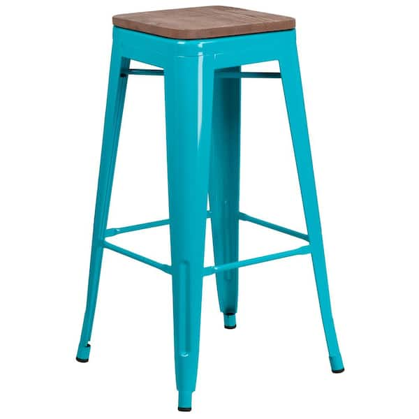 Flash Furniture 30 in. Crystal Teal-Blue Bar Stool