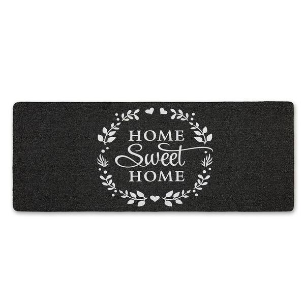 Home Dynamix Mia Sweet Home Wreath Charcoal 18 in. W x 30 in. L Polypropylene Waterproof Graphic Print Outdoor Mat