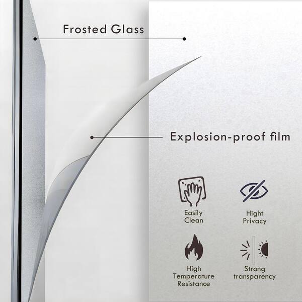 24 in. x 80 in. Composite, Full Lite, Frosted Glass, Primed, Light Brown Interior Door Slab With Silver Sphere Doorknob