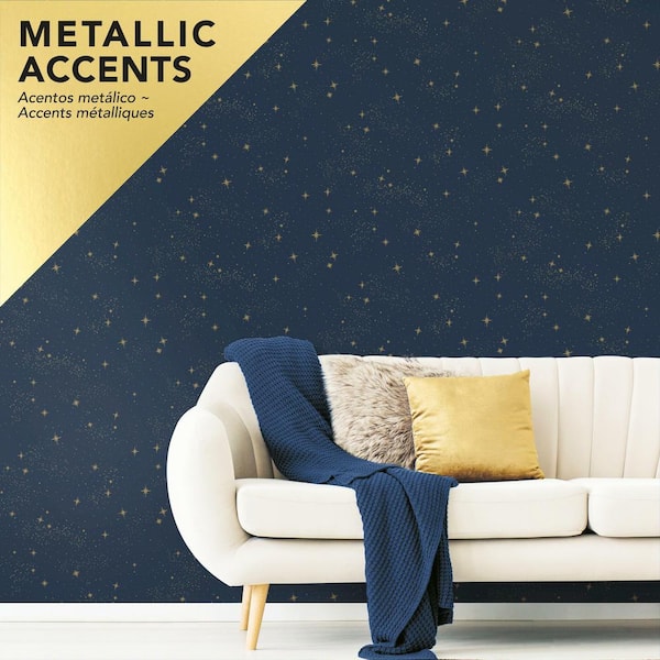RoomMates Upon A Star Navy Vinyl Peel & Stick Wallpaper Roll (Covers   Sq. Ft.) RMK11319WP - The Home Depot