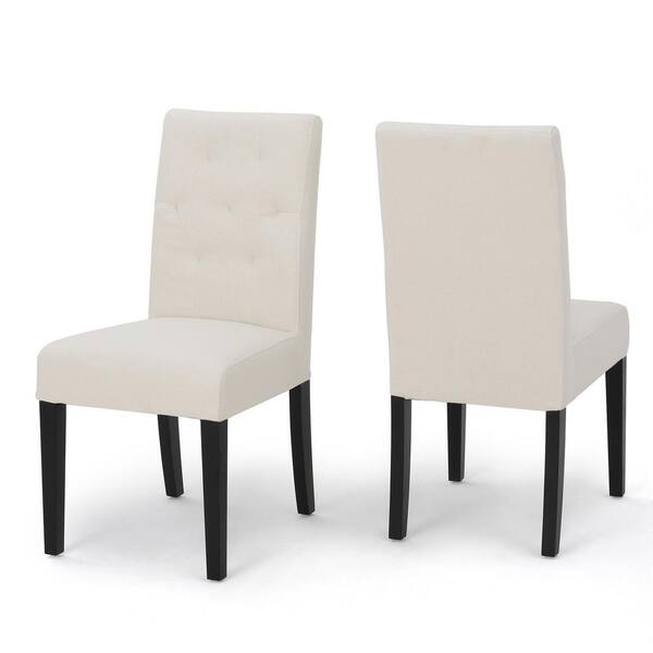 Gentry Ivory Fabric Parsons Chair Set, Ivory Leather Dining Room Chairs