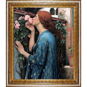 My Sweet Rose, 1908 by John William Waterhouse Tuscan Crackle Framed Nature Oil Painting Art Print 26 in. x 30 in.