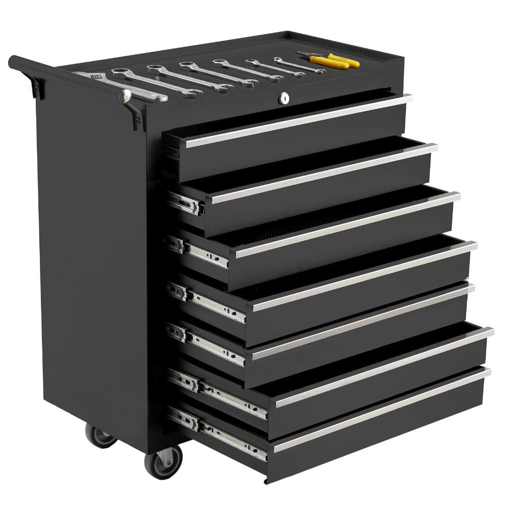 "7-Drawer Rolling Tool Chest with Drawers & Lock, 24"" Compartment Tool Box Cart with Lockable Wheels & Drawer Liners" price history on PriceWatchPro