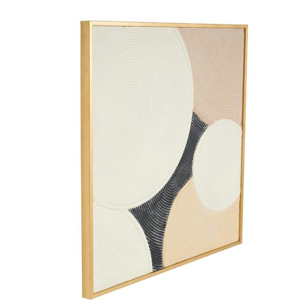 Litton Lane 1-Panel Geometric Dimensional Art Deco Arched Framed Wall Art with Brown Frames 31 in. x 24 in.