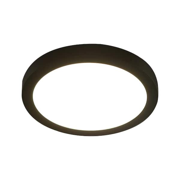 9.5 in. Black Trim Round LED Flush Mount Ceiling Light, 15-Watt 4000K Panel Light for Bathroom, Hallway, Kitchen