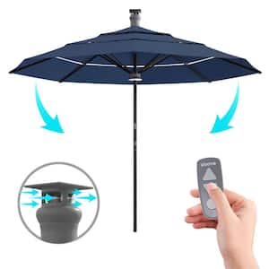 Height Series 11 ft. Smart Market Patio Umbrella, Remote Control, LED Light, Wind Sensor - Sunbrella Spectrum Indigo