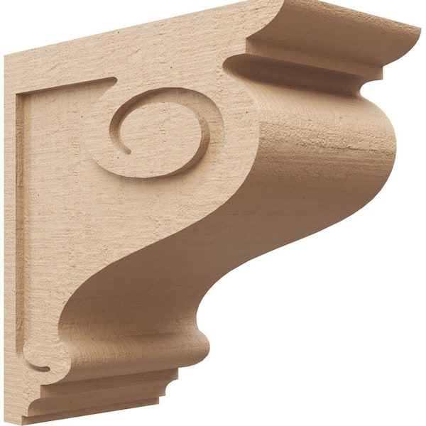 Ekena Millwork 9 in. x 18 in. x 18 in. Classic Scroll Rough Cedar Woodgrain TimberThane Corbel, Primed Tan