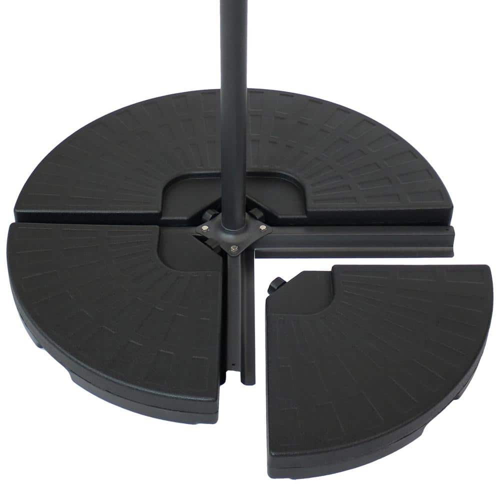 Heavy-Duty Black Plastic Cantilever Umbrella Base Weights Set
