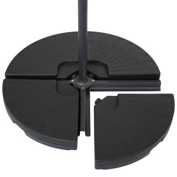 crossbar weight base for offset patio umbrella Sunnydaze Heavy-Duty Cantilever Offset Patio Umbrella Base Plate in Black  Weights for Outdoor Cross Style Bases (Set of 4) NMO-658