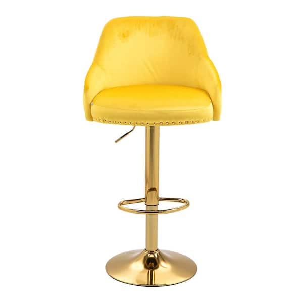 Unbranded 44.9 in. Mustard Bar Stools with Back and Footrest Counter Height Dining Chairs