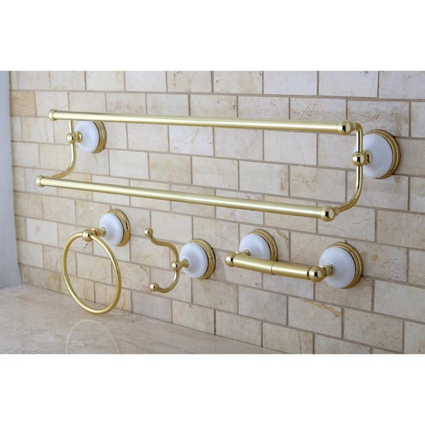 Traditional 4-Piece Bath Hardware Set in Polished Brass