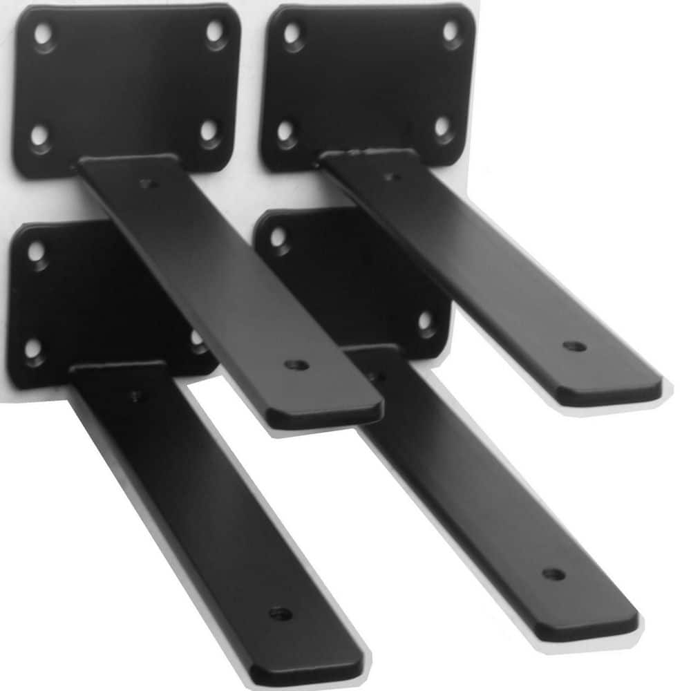 4-Pack 8 in. L Black Iron Shelf Bracket, Floating Shelf Brackets, Rustic Industrial Metal Brackets for Shelf Support price history on PriceWatchPro