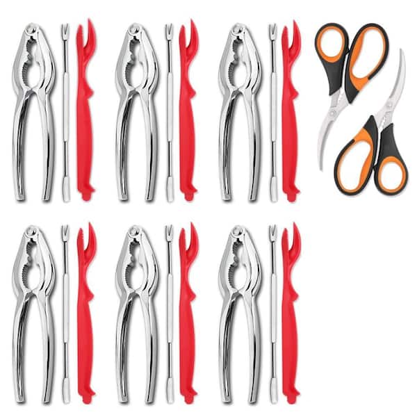 Seafood Tools Set with Crab Crackers, Lobster Shellers, Forks, Scissors, Storage Bag for Seafood and Nuts (20-Pack)