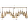 DecMode Tibetan Inspired Bronze Metal Narrow Cone Decorative Cow Bells with  12 Bells on Jute Hanging Ropes and Rod 