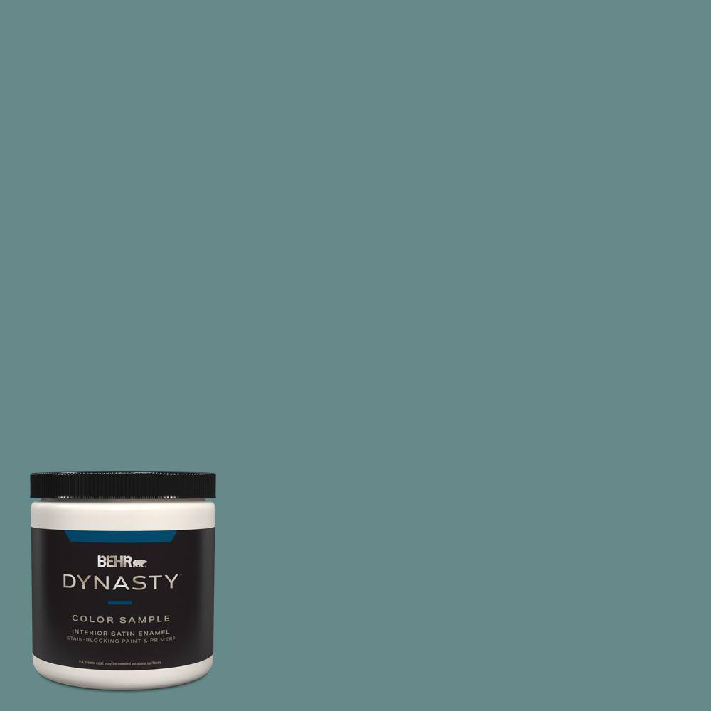 BEHR DYNASTY 8 oz. #S440-5 Tasmanian Sea One-Coat Hide Satin Enamel ...