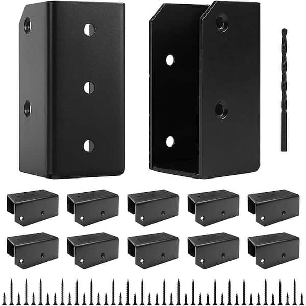 Deck Railing Brackets Connectors for 2x4 Wood Lumber with Screws Black 24 Pcs for Fence Handrail Stair Use