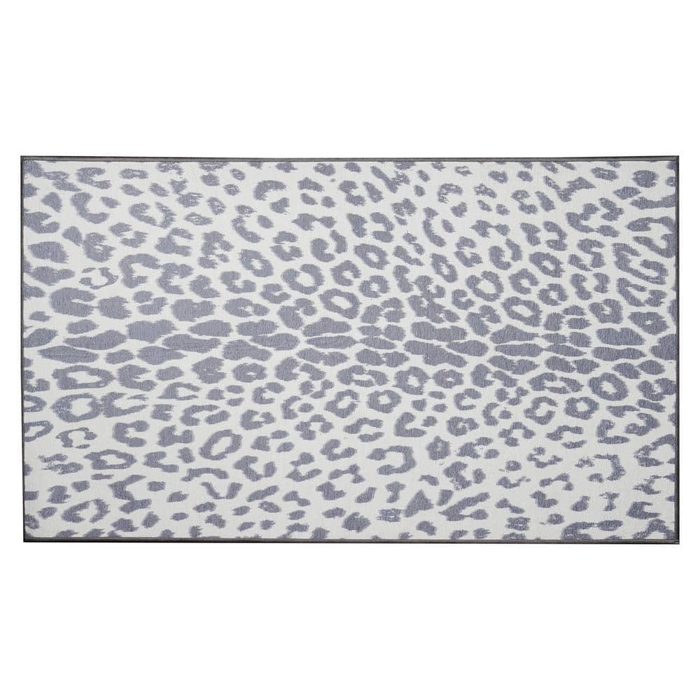 Gray 5' x 7' Synthetic Flat Woven Washable Rug