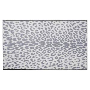 Miya Leopard Grey 3 ft. x 5 ft. Animal Print Washable Area Rug