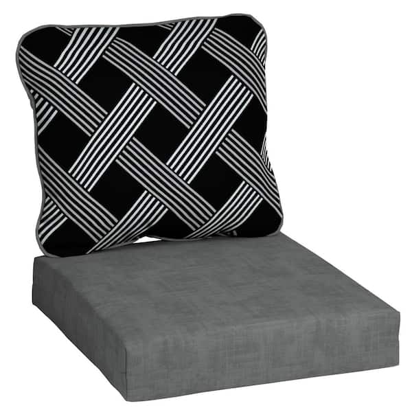 Black Lattice Outdoor Chaise Lounge Cushion 