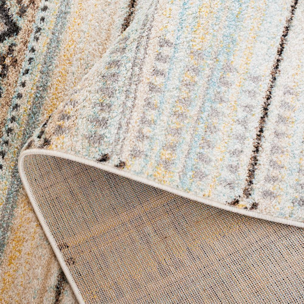 Blue and Ivory Geometric Pattern Runner Rug 2'6" x 8'