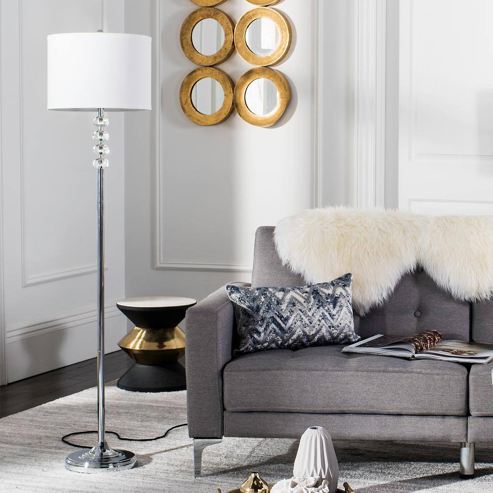 Vendome Chrome Floor Lamp with White Barrel Shade