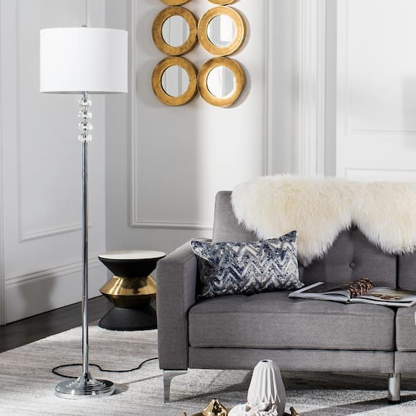 Vendome 60.25 in. Clear Floor Lamp with Off-White Shade