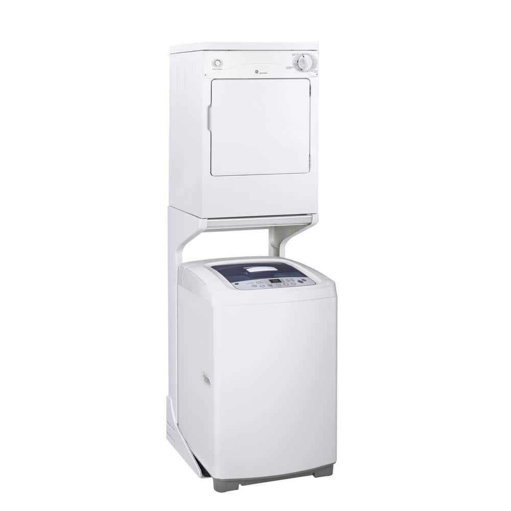 White Portable Front Loading Electric Dryer with Drying Rack