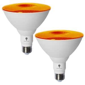 120-Watt Equivalent PAR38 Decorative  LED Light Bulb in Orange (2-Pack)