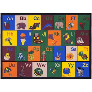 Ottomanson Jenny Collection Non-slip Rubberback Educational Alphabet 