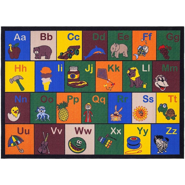 Ottomanson Jenny Collection Non-Slip Rubberback Educational Town Traffic Play 3x5 Kid's Area Rug,3 ft. 3 in.x5 ft.,Green/Multicolor