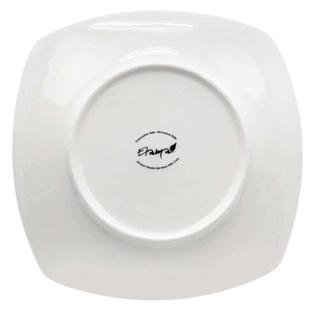 Elama 12-Piece Square Porcelain Dinner Plates - Thumbnail 5