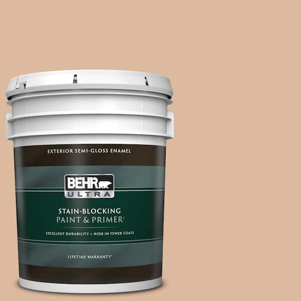 BEHR ULTRA 5 gal. #PPU3-09 Pumpkin Cream Semi-Gloss Enamel Exterior Paint & Primer